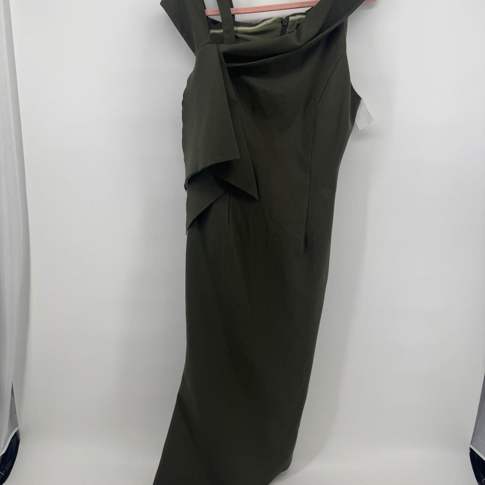 Elliatt Olive Green One Shoulder Gown Formal Maxi Dress Asymmetrical Size M
